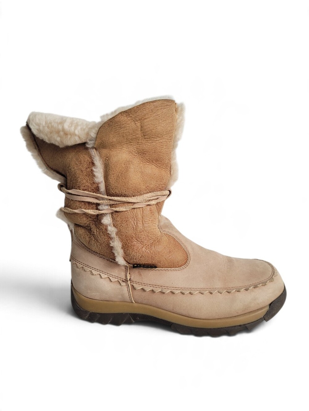 Vintage Blondo Shearling Boots In Beige And Tan
